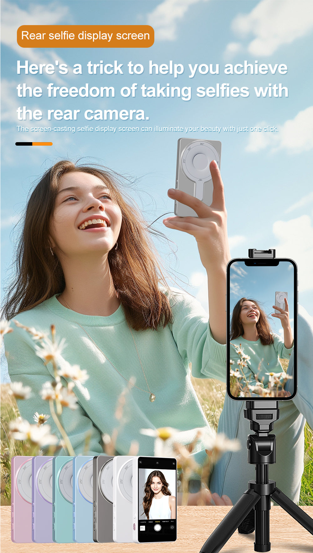📱 Mobile Selfie Casting Device | HD Real-Time Screen Mirroring for Perfect Framing