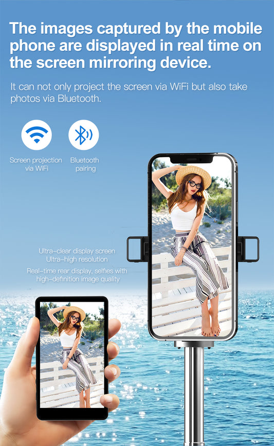 📱 Mobile Selfie Casting Device | HD Real-Time Screen Mirroring for Perfect Framing